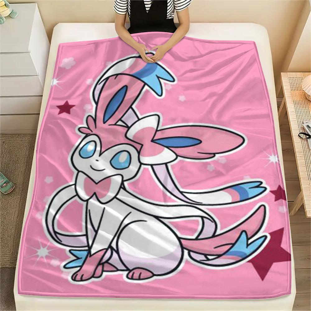 Sylveon Warm Print Flannel Blanket for Home Bedroom Sofa Travel Picnic Use.-TING