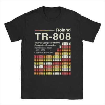 TR 808 Горизонтальные футболки Roland Мужские Хлопковые Винтажные Футболки С Круглым Вырезом Футболки С Коротким Рукавом Топы Летние