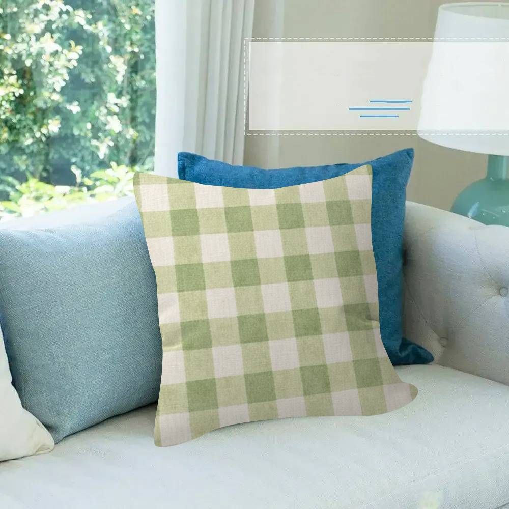Stripe Plaid Throw solid color Pillow Covers Cartoon Sofa Decorative Home Doublesided Printing Short Plush Cushion Cover