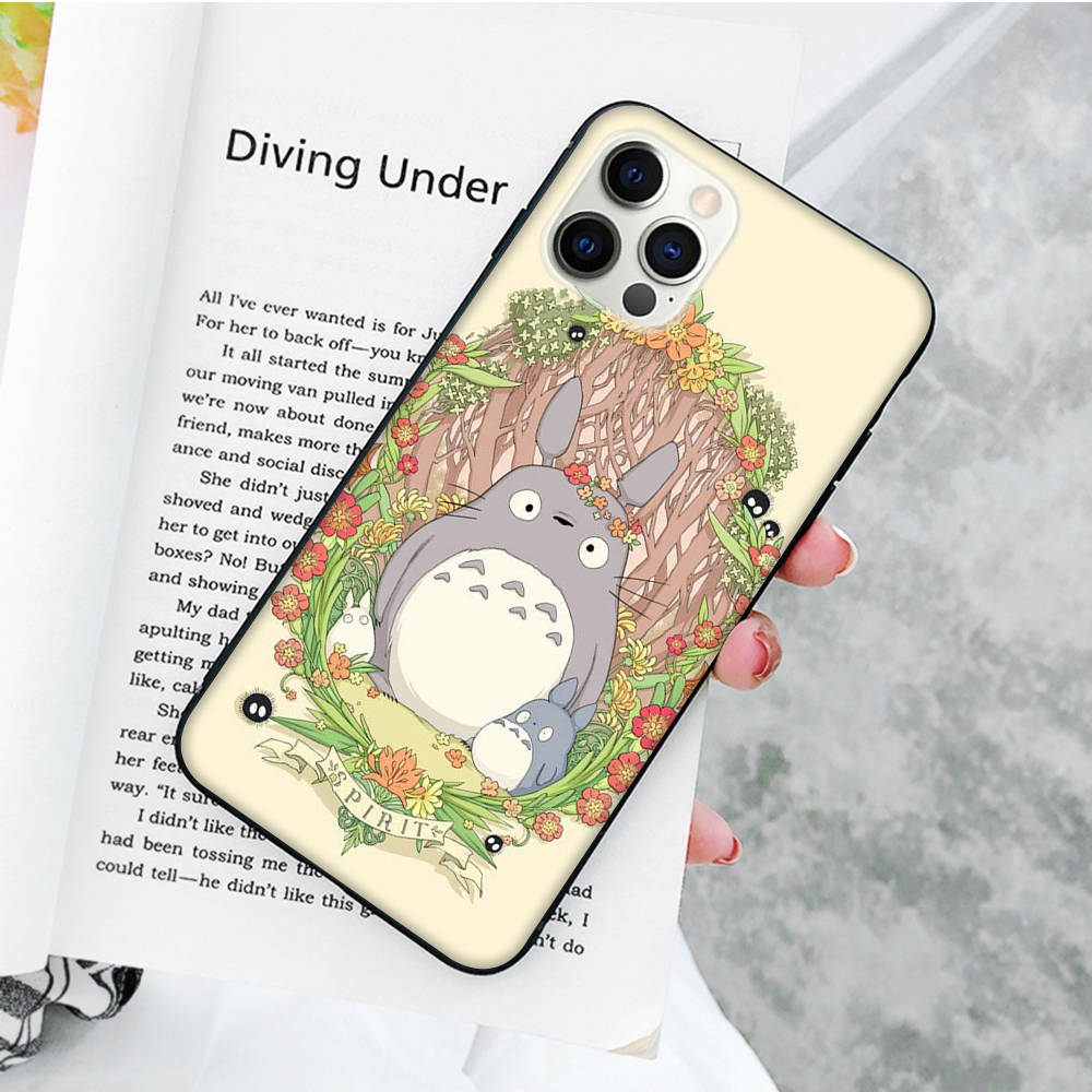 JW56 Cute Totoro Anime Black Soft Case for OPPO Reno 8 6 5 4 Pro Plus Find X3 A17 A3 A31 A38 A40 A53 A54 A55 A74 A76 A78 A77 A80 A94 A95 A96 Lite