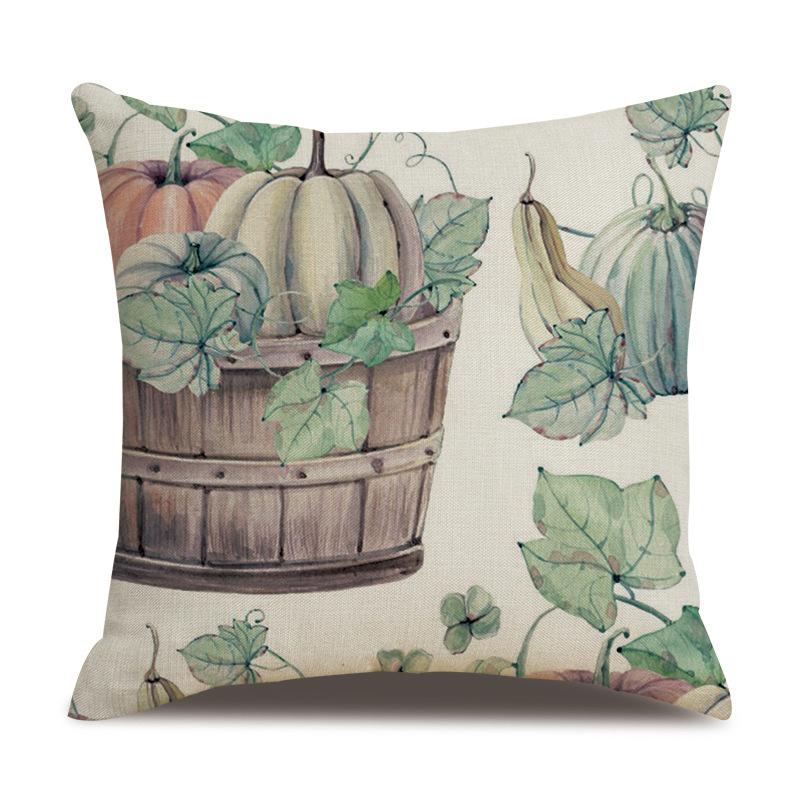Подушка из льна на День благодарения, осенняя наволочка с принтом тыквы