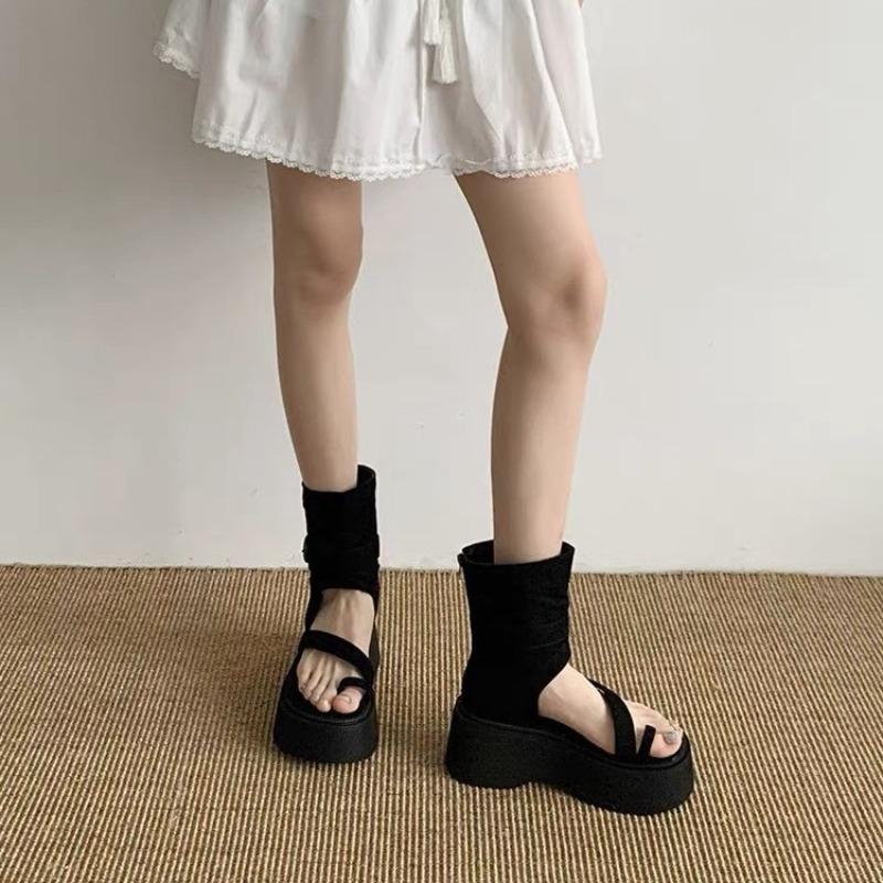 Босоножки на толстой подошве с увеличением высоты женские летние новые сапоги-маффины с открытым носком для пляжа модная универсальная модная обувь