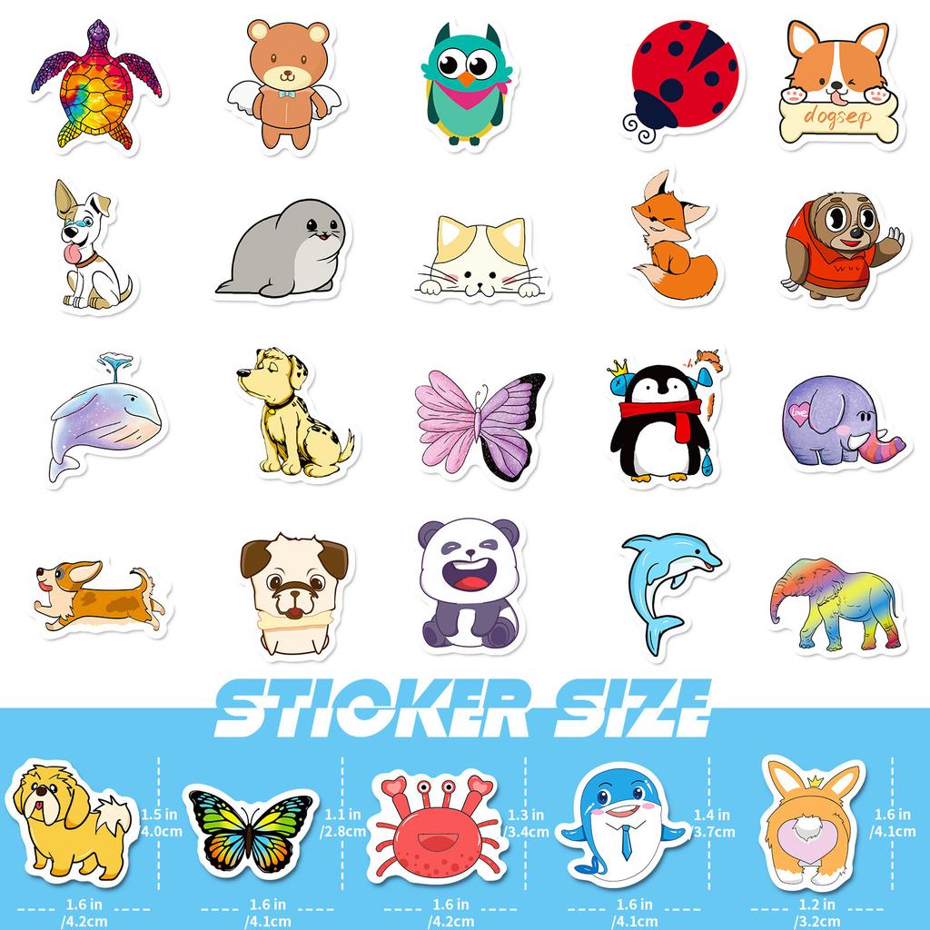 100 Small Size 4cm American Small Animal Stickers Cartoon Cute Laptop Skateboard Water Cup Suitcase Stickers