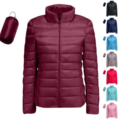 Женская легкая куртка-пуховик, однотонная, воротник-стойка, куртка-пуховик с карманами