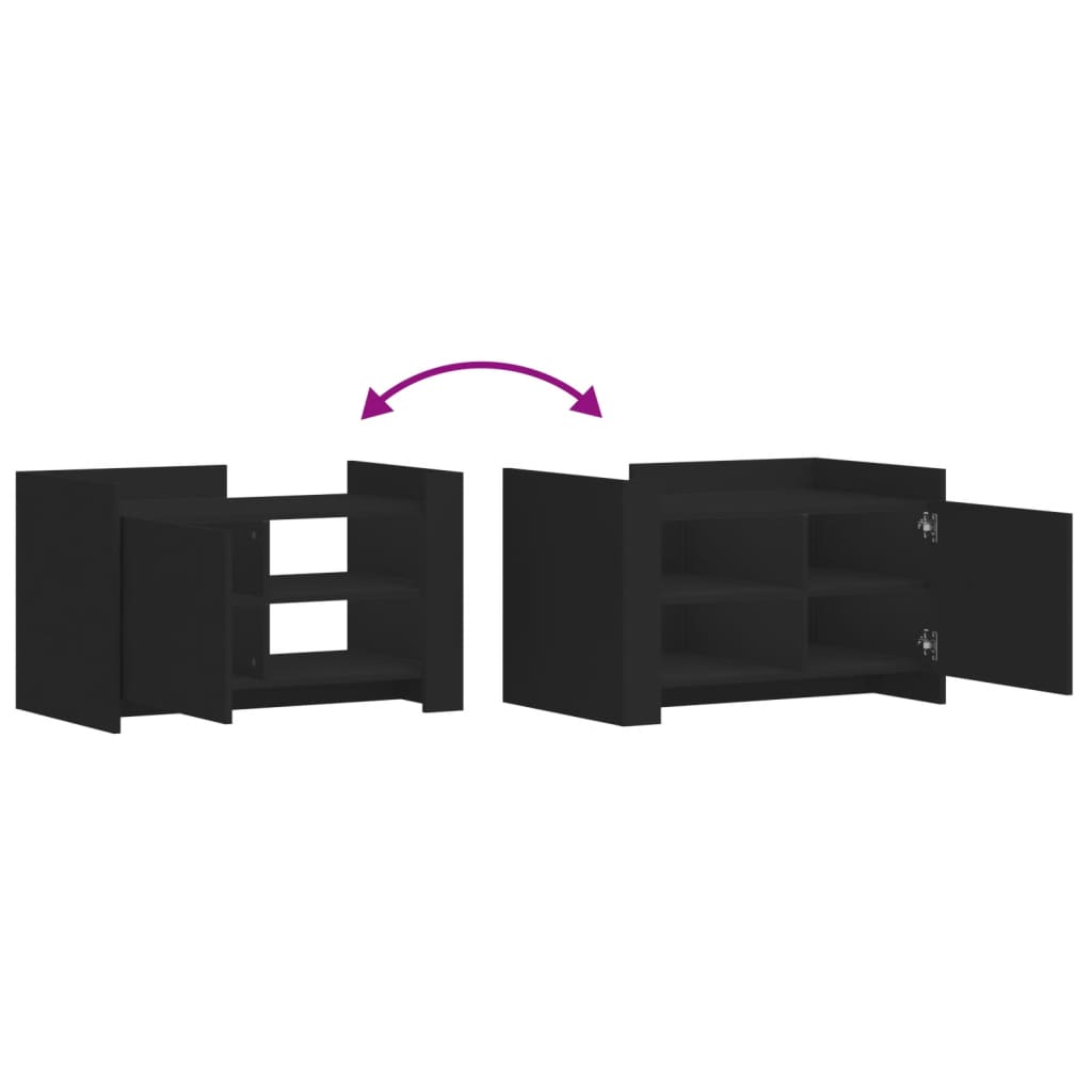  Журнальный столик, черный, 80x50x50 см, древесный материал