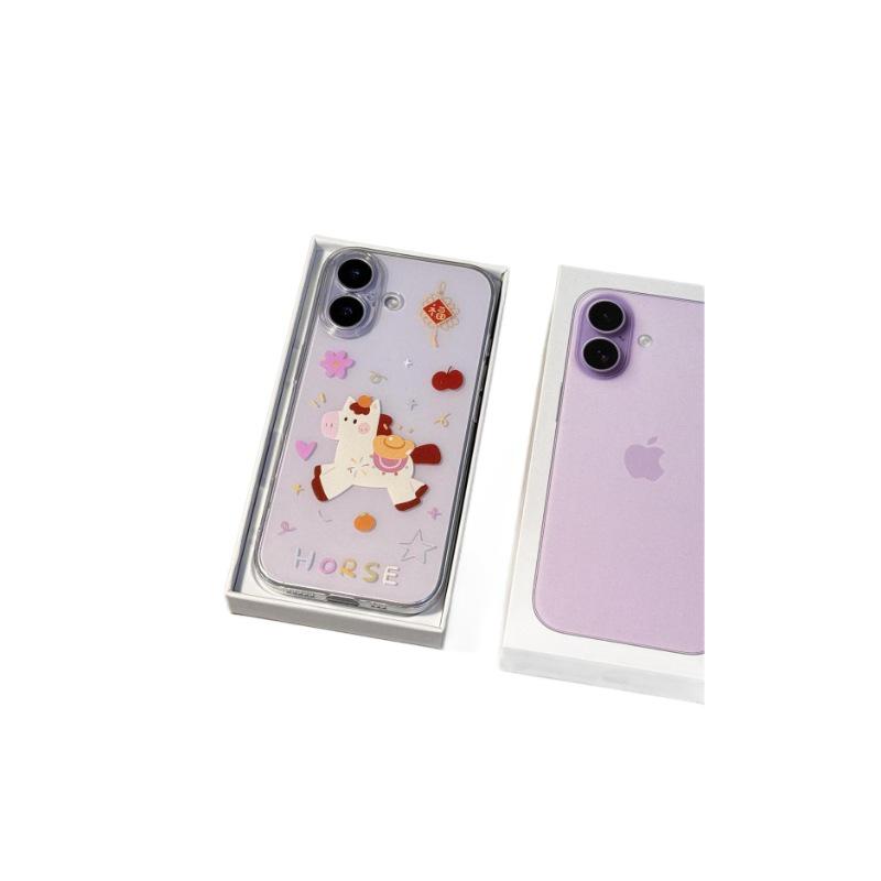 Прозрачный чехол для телефона Yuanbao Flower Horse для Apple Pro Max (17, 16, 15, 14, 13, 12, 11)