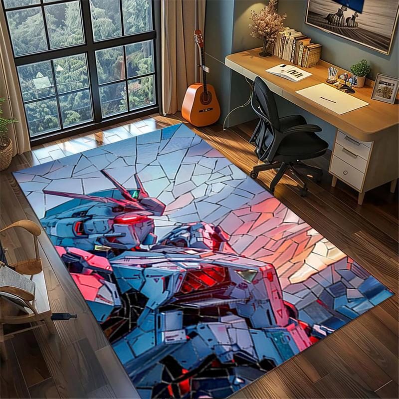Large Gundam Area Carpet Non Slip Washable Floor Mat Gamer Room Bedroom Decor
