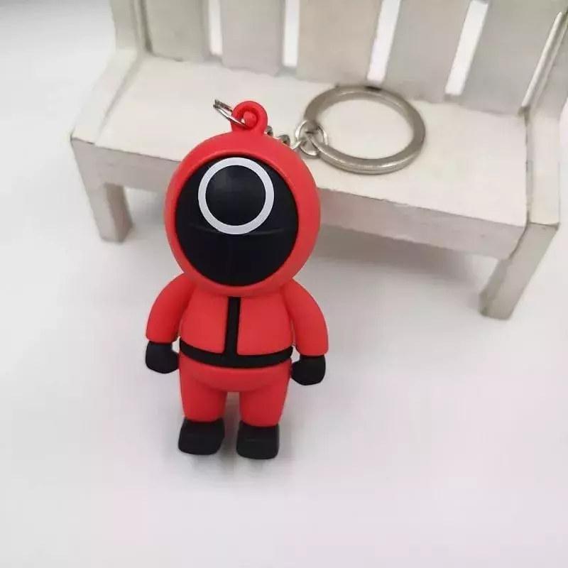 Брелок для ключей «Игра в кальмара» Красный брелок для косплея «Игры в кальмара» Телевизионные тематические солдаты в маске Милые мультяшные силиконовые брелоки-цепочки GZW