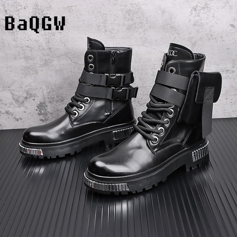 Модные металлические лоскутные туфли с высоким берцем, мужские осенне-зимние модные тенденции, ковбойские сапоги, британский стиль, увеличивающие рост, кожаные короткие сапоги