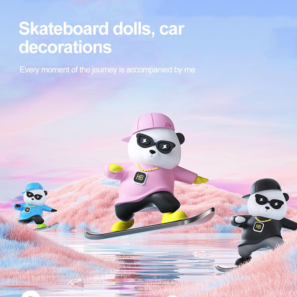 Creative Cute Skateboard Bear Car Center Console Moving Scooter Bear Car Decoration Ornaments Interior Accessories