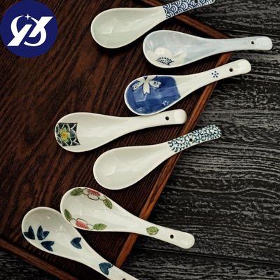 Керамическая десертная кофейная ложка, фарфоровая ложка для супа, расписная ложка для перемешивания, посуда, кухонная утварь