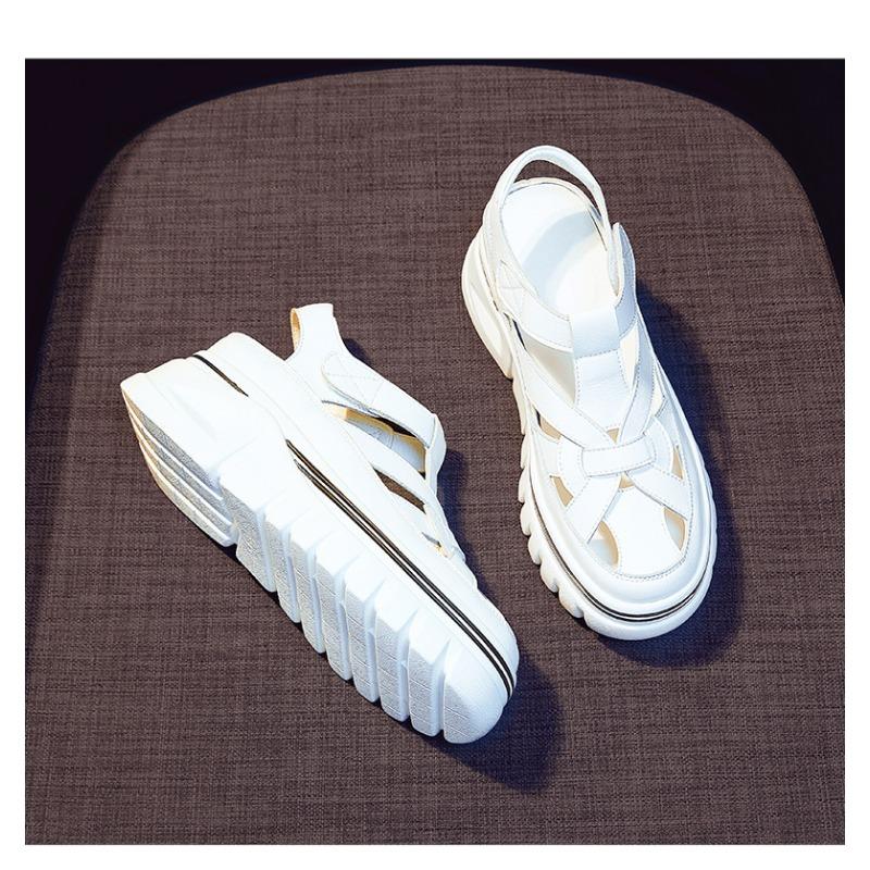 2024 Roman Wind Толстая подошва Нескользящие Сандалии De Mujer Hollow Универсальные Римские Туфли Модные Пляжные Сандалии Для Отдыха Tide Кроссовки