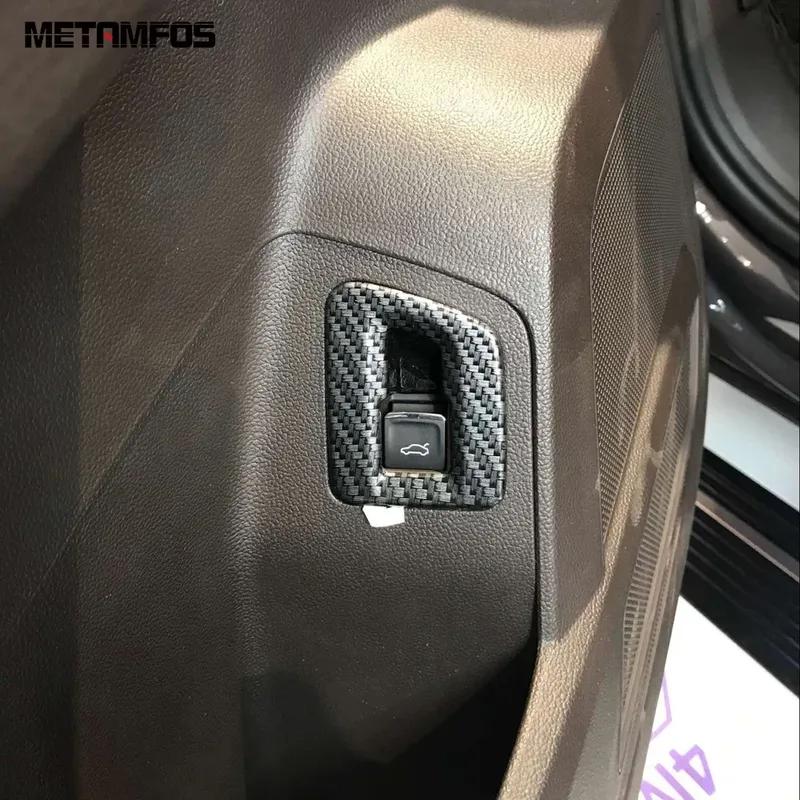 Interior Accessories For Volkswagen VW Atlas Teramont 2017- Carbon Fiber Rear Trunk Tail Door Switch Button Cover Trim