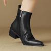 Black Leather Women Ankle Boots Side Zipper Decor Flats Chelsea Botas Mujer Vintage Brown Autumn Knight Botines Femmes