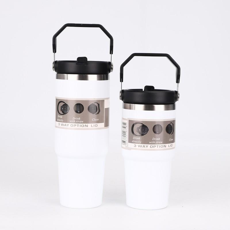 20oz 30oz Stainless Steel Vacuum Insulated Travel Mug With Handle Straw Car Office Home Use