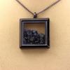 Stones and Minerals. Raw Sapphire Necklace. Square Model. Color Black.