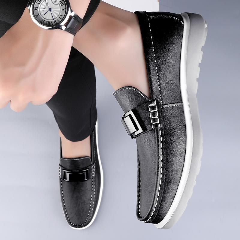Fashion Genuine Leather Men Shoes Casual Men Comfortable Loafers Italian Moccasins Breathable Slip On Flats New Arrival Men Office Shoes