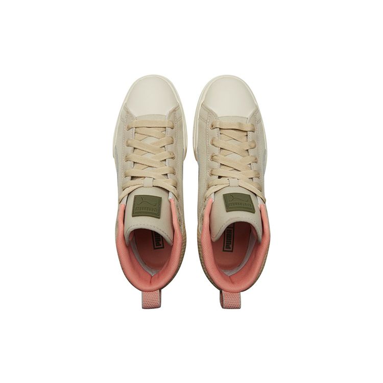 Puma Mayze Mid Safari Fabric Leather Casual High-Top Sneakers Women Sneakers Off-White 383688-01