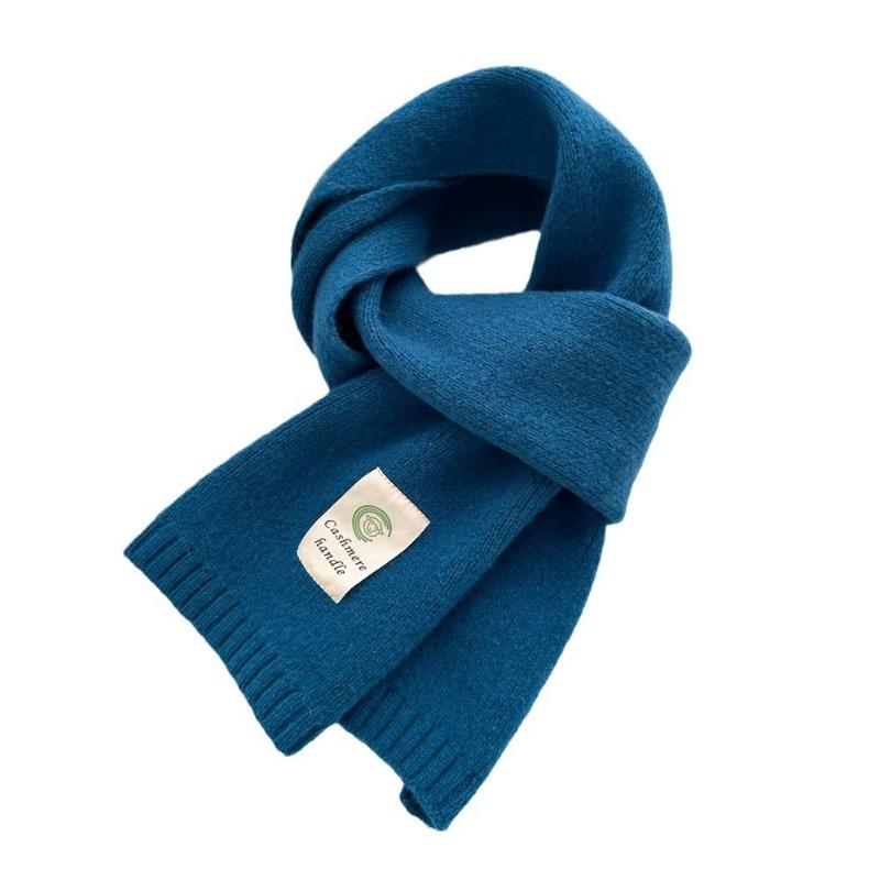 Selected Pure Cotton Wool 100% Cashmere Scarf Solid Color Student Men and Women Winter Warm Knitted Scarf Christmas