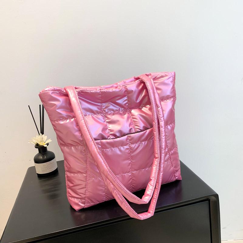 Высококачественная зимняя сумка-тоут большой вместимости, модная стеганая сумка с перьевым наполнителем, женская сумка под мышку, стеганая однотонная сумка через плечо KTB