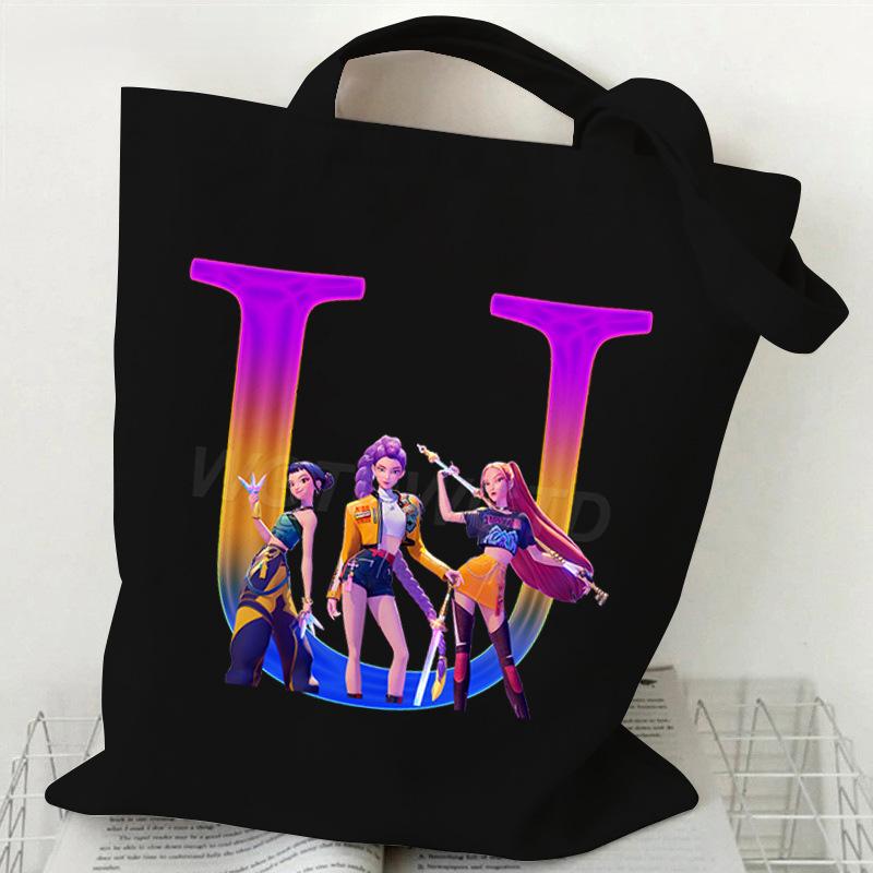 Anime Cartoon 26 Letter Printing Trend Shoulder Bag Large Capacity Go Out Portable Handbag Casual Versatile