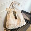 Design Summer Vacation Wind Large Capacity Beach Bag Niche Lace Canvas Underarm Bag Women's Flower Shoulder Tote Bag