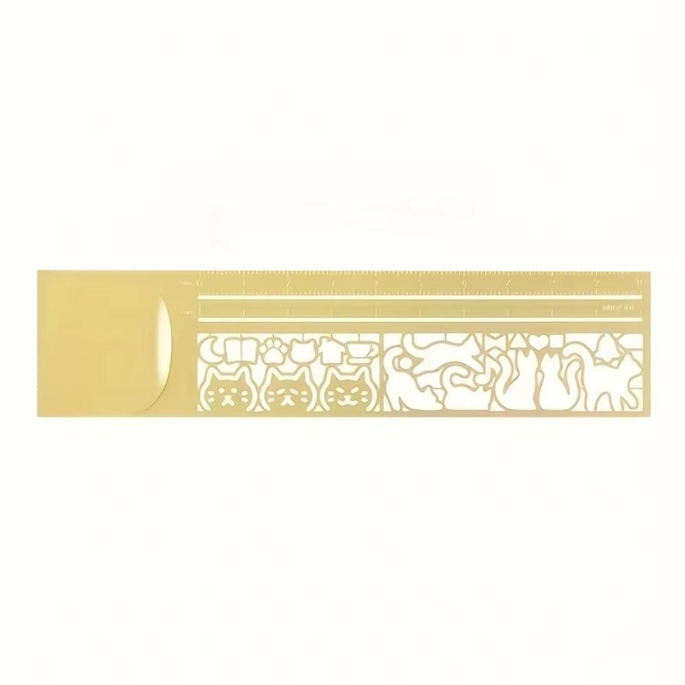 Double-Sided Cat Pattern Ruler Stationery Tool Metal Bookmark Diary Hand Account