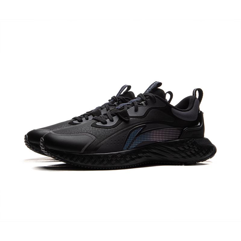Li-Ning Модные удобные универсальные нескользящие износостойкие дышащие низкие повседневные туфли мужские кроссовки черные AGLU305-2