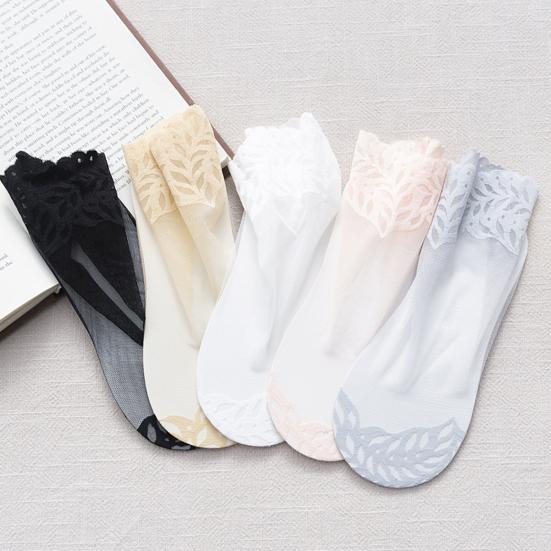 Sheer Nylon Socks for Women Mid-tube Lace Ankle Socks Summer Ultra Thin