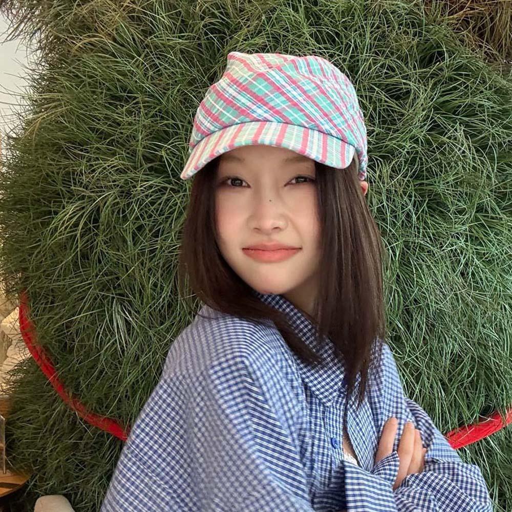 Plaid Scarf Peaked Cap Korean Style Strappy Bandana Cap Driving Triangle Headscarf Hat Outdoor