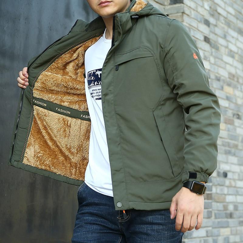 Mens Winter Warm Waterproof Windproof Outdoor Jacket Loose Fit Fleece-Lined Hoodless Trail Hiking Skiing Coat