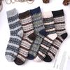 5 Pairs Winter Men's Socks Thicken Sheep's Wool Socks Warm Women Retro Style Colorful Fashion Man Socks for Snow Boots