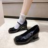 Fashion Spring New Coarse Heel Single Shoes Fashion Square Head Shallow Mouth Word with Anti-slip Wear-resistant High Heels