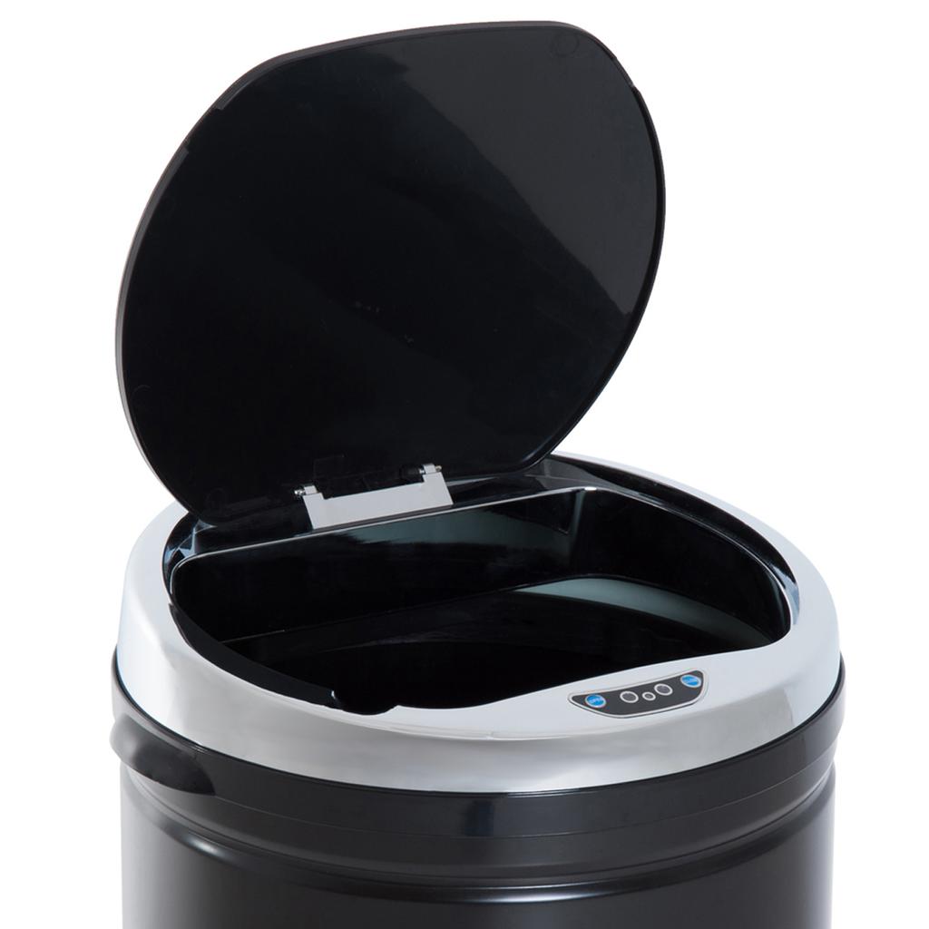 Trash Can with Motion Sensor, Stainless Steel, 30.5 cm x 30.5 cm x 81.5 cm, Black