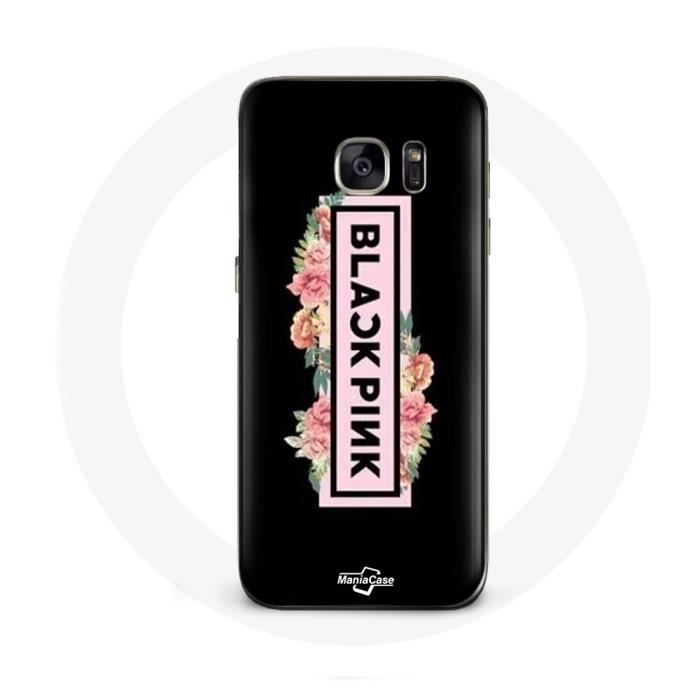 Coque pour Samsung Galaxy S6 Blackpink Groupe de K-pop Logo Noir Rose Fond Noir