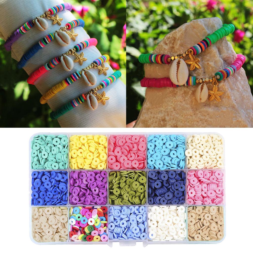 36000 шт. плоские круглые бусины-разделители из полимерной глины для изготовления ювелирных изделий, браслетов, ожерелья, сережек, фурнитура «сделай сам», ремесло с пластиковой коробкой для хранения