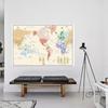 Unframed World Map,Political Geographic Wall Decor for Living Room,Bedroom,Home Office-Modern Retro Art Decor,Travel Supplies
