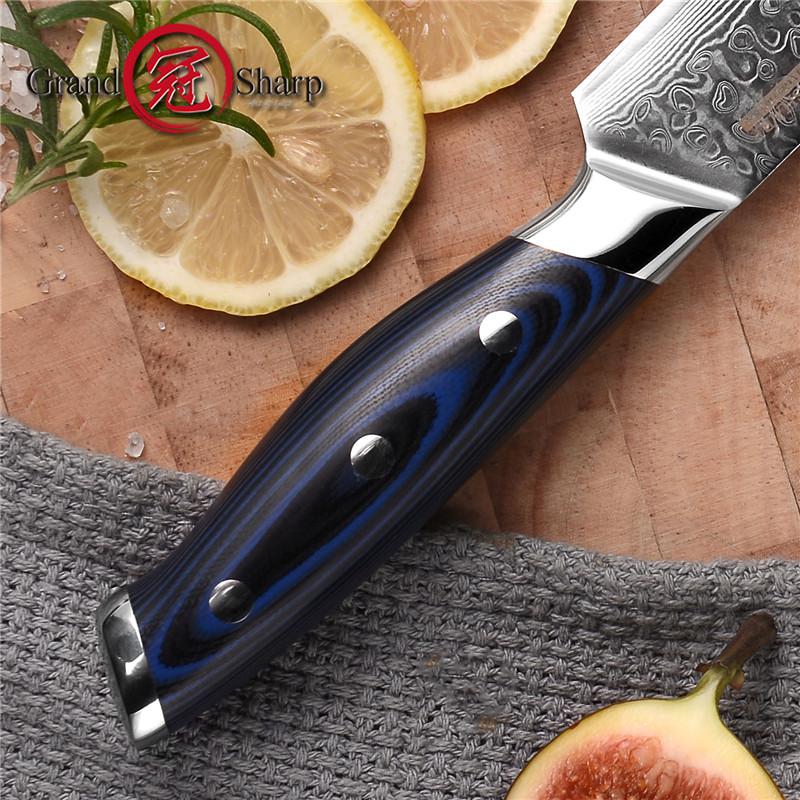 5-дюймовый нож для стейка VG10, японский дамасский нож из нержавеющей стали, кухонные инструменты для пиццы, столовые приборы шеф-повара с ручкой G10 GRANDSHARP