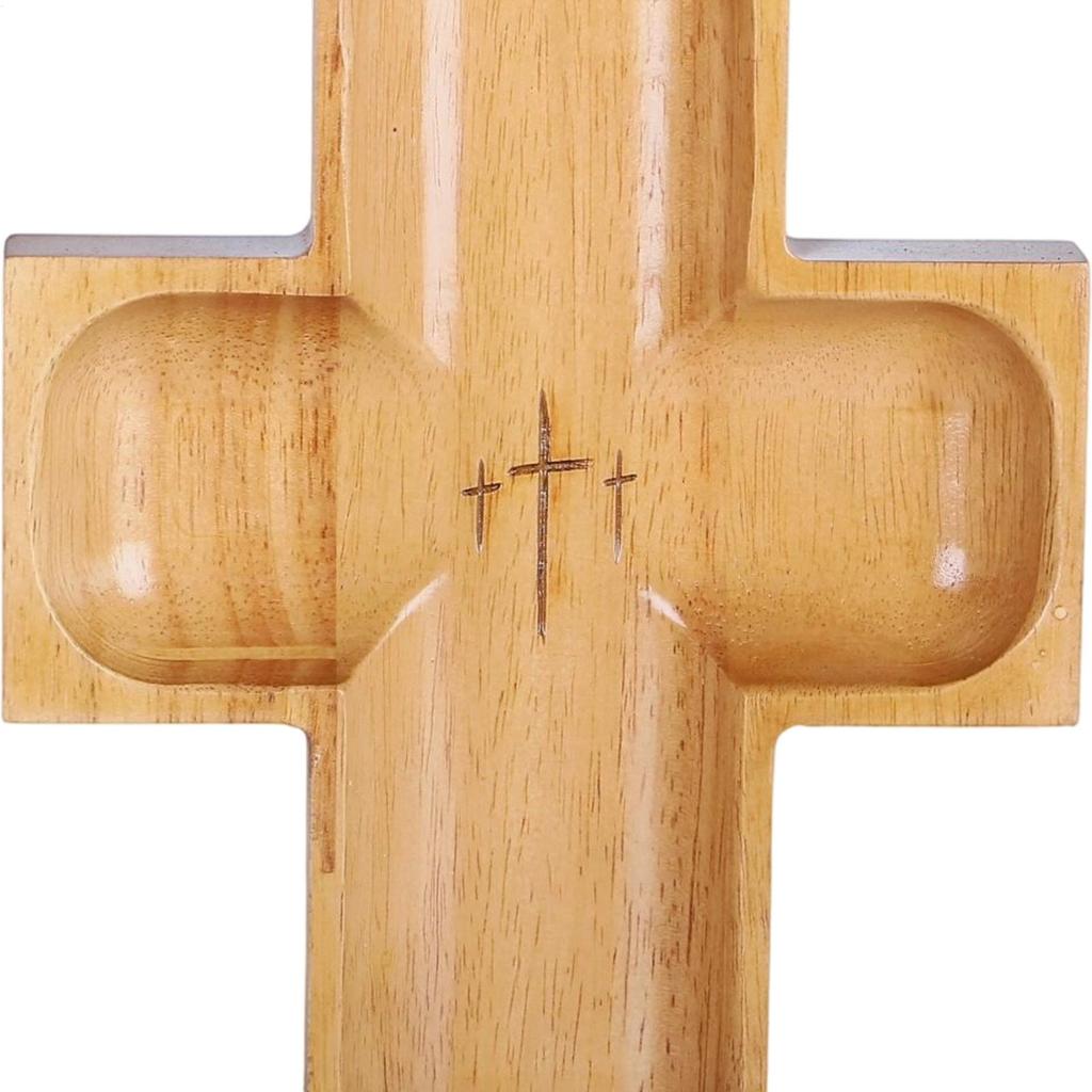 Молитвенная чаша большой емкости Деревянная религиозная чаша Пасхальная тарелка с крестом Для ежедневного завтрака Салата Торта Фруктов Десертов Шведского стола