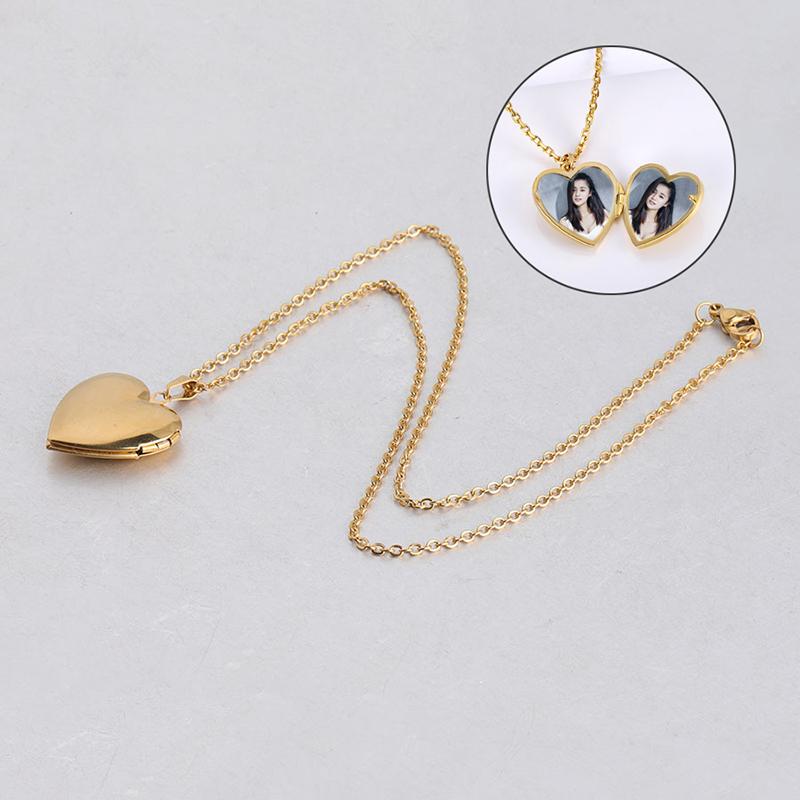 Love Heart Locket Pendants For Women Men Openable Photo Frame Picture Necklace
