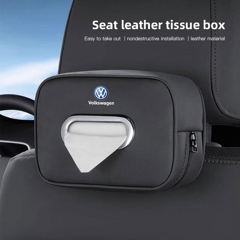 W151Car Tissue Box Car Interior Accessories For Volkswagen Golf Passat b6 Amarok T5 Tiguan Leather Tissue Storage Bag Kleenex Case