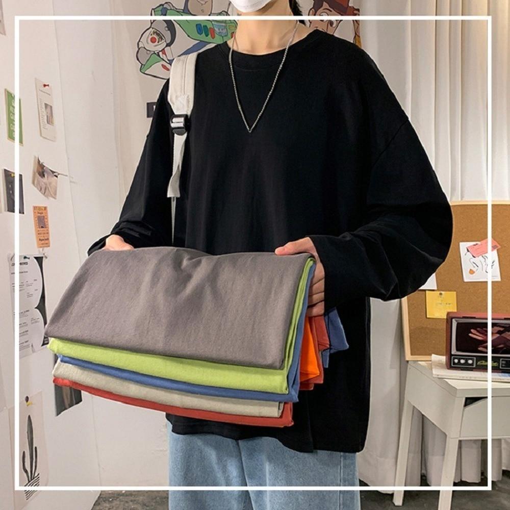 Мужская и женская футболка оверсайз из 100% хлопка, мужская футболка с длинными рукавами, однотонная мужская футболка, мужские и женские топы