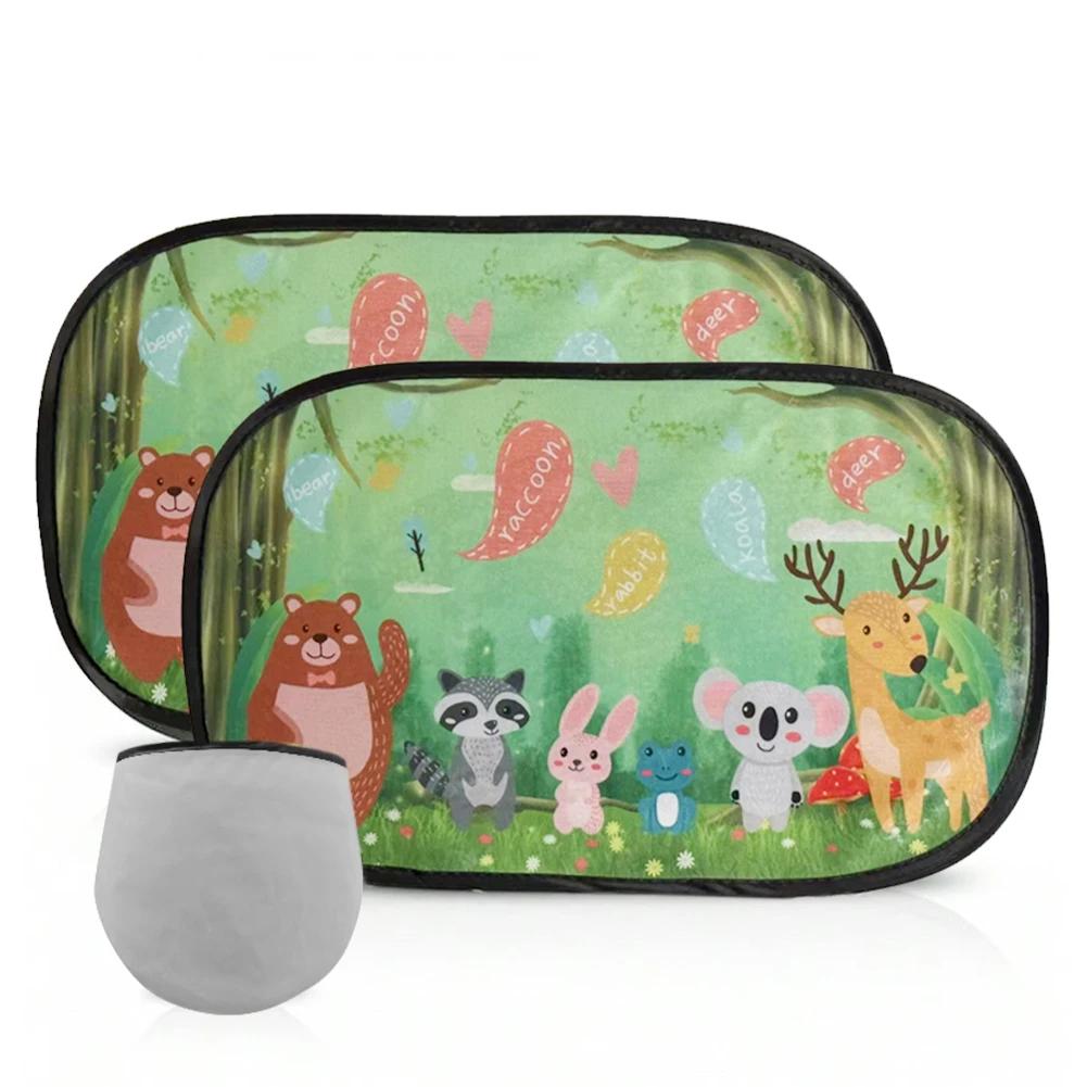 2Pcs Cartoon Car SunShade PVC Side Window Adsorption SunShade Cover Rear Side Auto Window Sunvisor Mesh For Children Adults