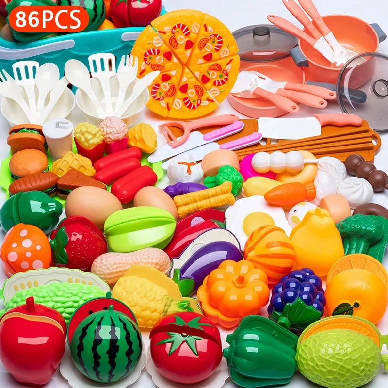 Нетоксичная игрушка для резки продуктов для игры для детей Кухонные игрушки Игры в ролевые игры Фрукты Овощи Пицца Торт Аксессуары Раннее развивающее для детской игрушки