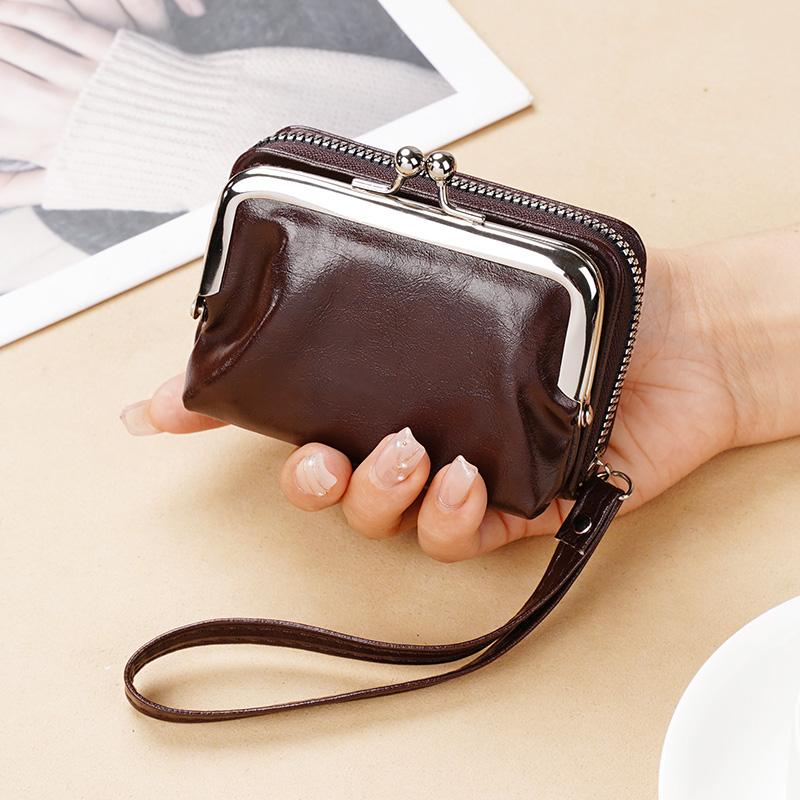 New Change Card Holder Cross-Border Supply Women Buckle Coin Purse 4-Inch Zip-up Clip Clutch