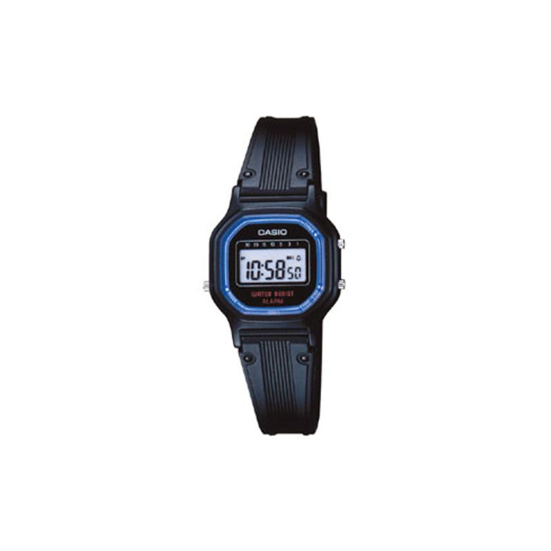 Casio Серия CASIOVINTAGE-L с цифровым дисплеем, черная и синяя, классический квадратный корпус, цифры, кварцевый механизм, резиновый ремешок, японский и LA-11WB-1
