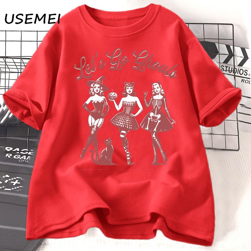 Lets Go Retro Halloween Spooky Mama Tshirt Women Casual Cotton Fall Witchy Tshirt Short Sleeve Womens Clothing Fall Tshirts