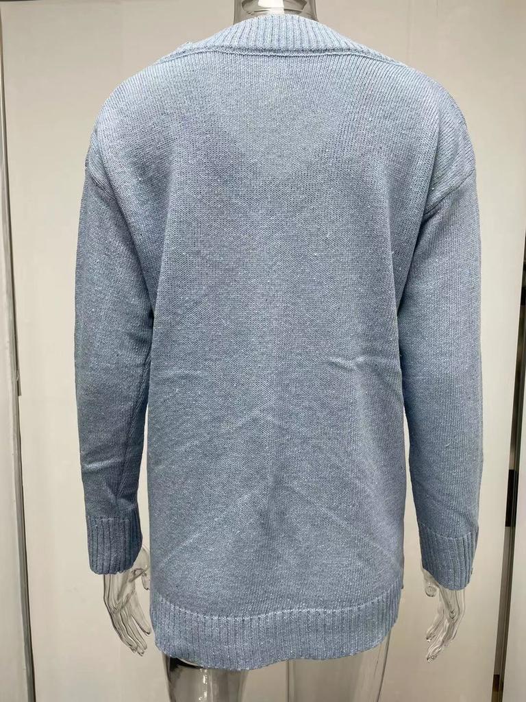 Модный женский свитер 2025 года осень и зима однотонный женский свитер с V-образным вырезом и длинным рукавом трикотажный топ трикотажная одежда джемпер базовый свитер пуловер