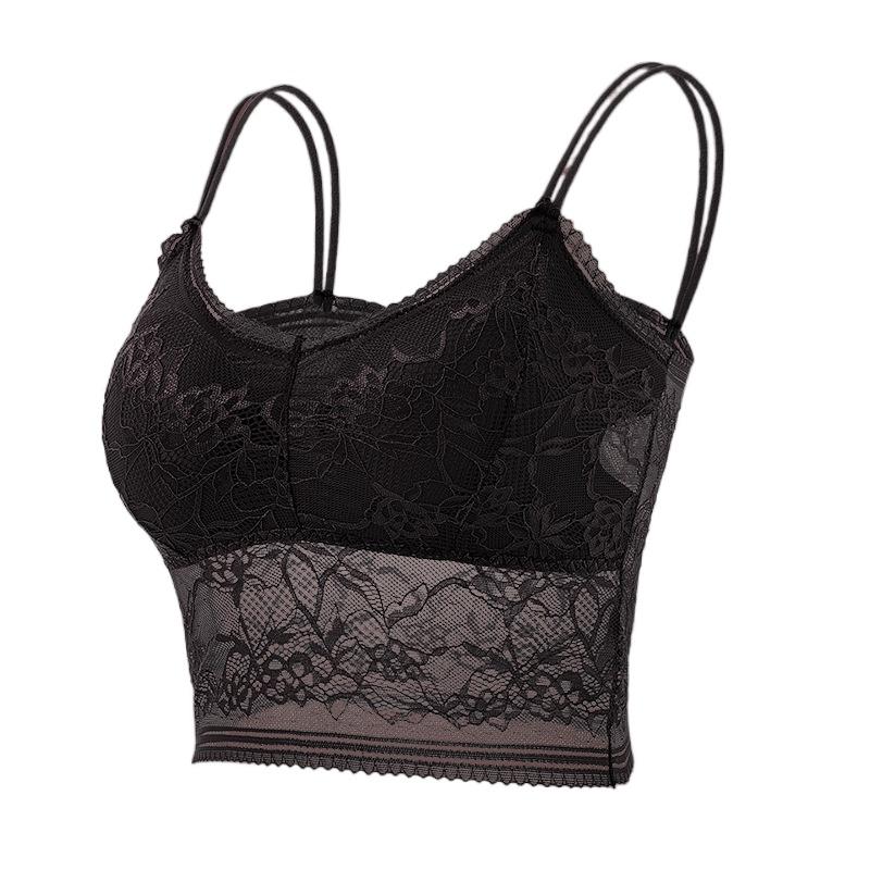 Women's Sexy Lace Double Strap Vest Tank Top M-2XL Plus Size Push Up Bra Stretch Underwear