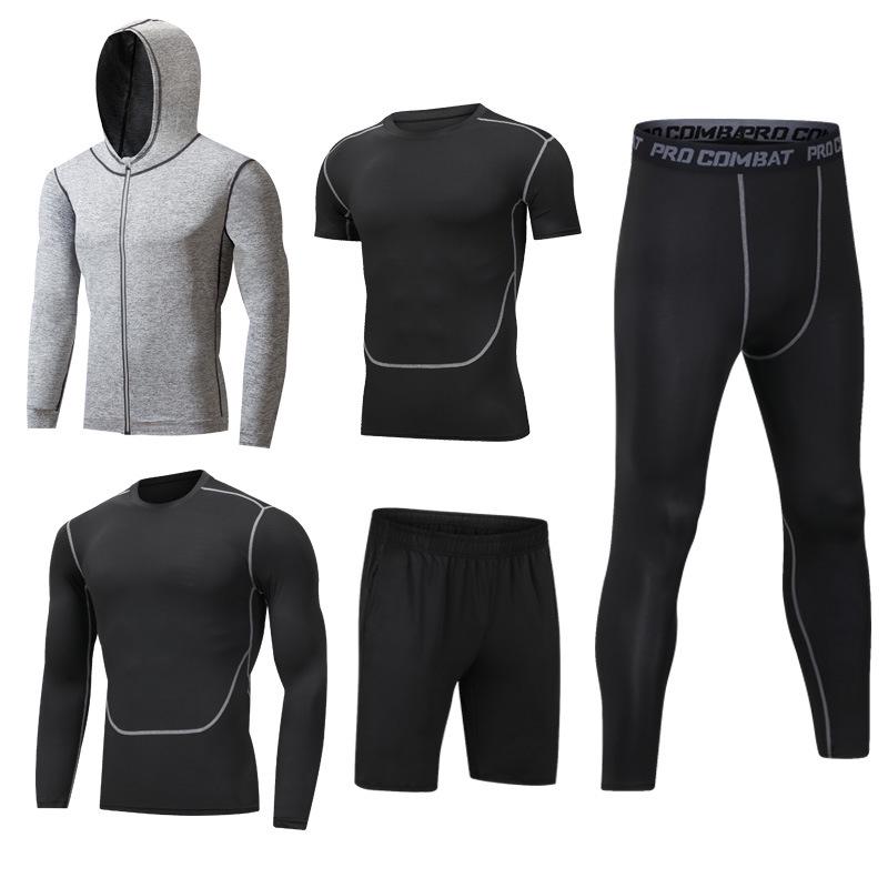 Men's 5-Piece Quick-Dry Sports & Fitness Set: Gym, Running, Basketball - All Seasons